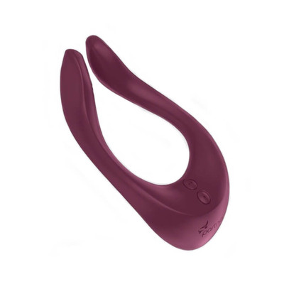 Foto 2 do produto Satisfyer Partner Multifun 2 - Vibrador com Estimulador Clitoriano Recarregável Multifunção com 3 Motores e 10 Modos de Vibração | Cor: Vinho