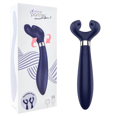 Foto 6 do produto Vibrador para Casal em Silicone, Recarregável com 3 Motores Potentes - Satisfyer Partner Multifun 3 | Cor: Azul