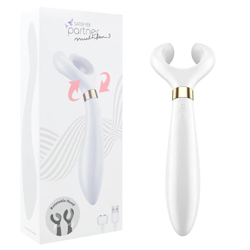 Satisfyer Partner Multifun 3 - Vibrador para Casal em Silicone, Recarregável com 3 Motores Potentes | Cor: Branco - 6