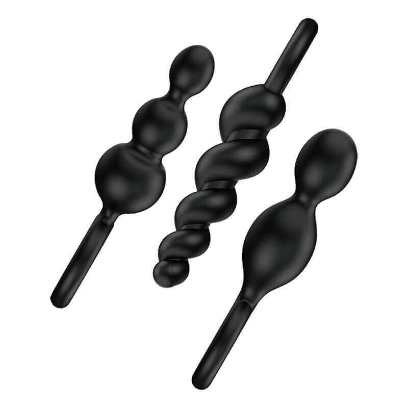 Kit com 3 Plugs Anais com Alça de Segurança - Satisfyer Booty Call Plugs | Cor: Preto - 3