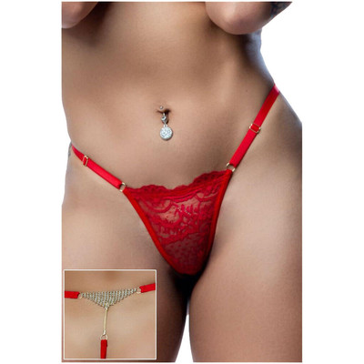Foto 1 do produto SD Girl - Calcinha em Renda Vermelha com Detalhes em Ouro 18k no Bumbum | Tamanho Único