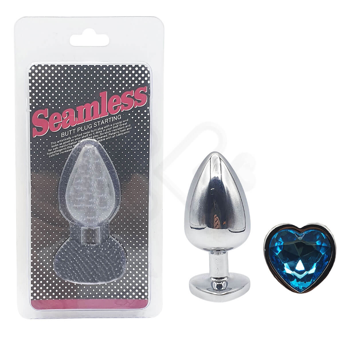 Plug Anal ''M'' em Alumínio e Base em Forma de Coração com Joia - Seamless Butt Plug Starting | 6,4 x 3,4 cm | Disponível em 6 Cores - 9