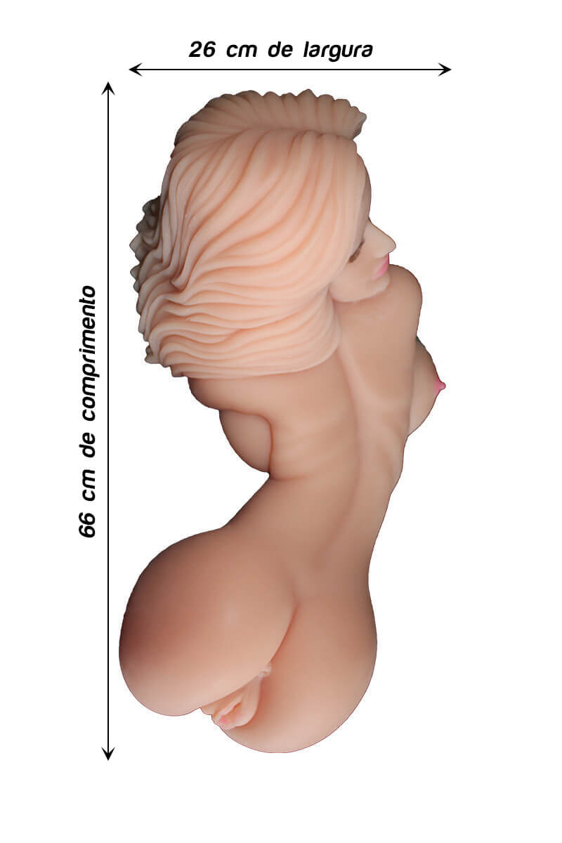 Masturbador em Cyberskin com Forma de Corpo Feminino com 3 Canais Penetráveis - Senina Sexual Doll | 66 x 26 cm - 4