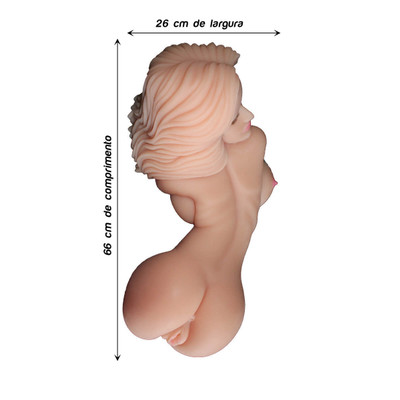 Foto 4 do produto Masturbador em Cyberskin com Forma de Corpo Feminino com 3 Canais Penetráveis - Senina Sexual Doll | 66 x 26 cm