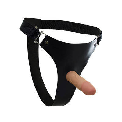 Foto 1 do produto Sensual Import - Cinta em Courvin com Pênis Realístico em Silicone - 13,5 x 4,3 cm