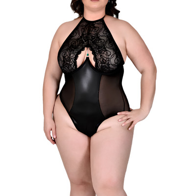 Body Halter Neck Plus Size em Renda, Tule e Lycra - Sensualle | Tamanho Único