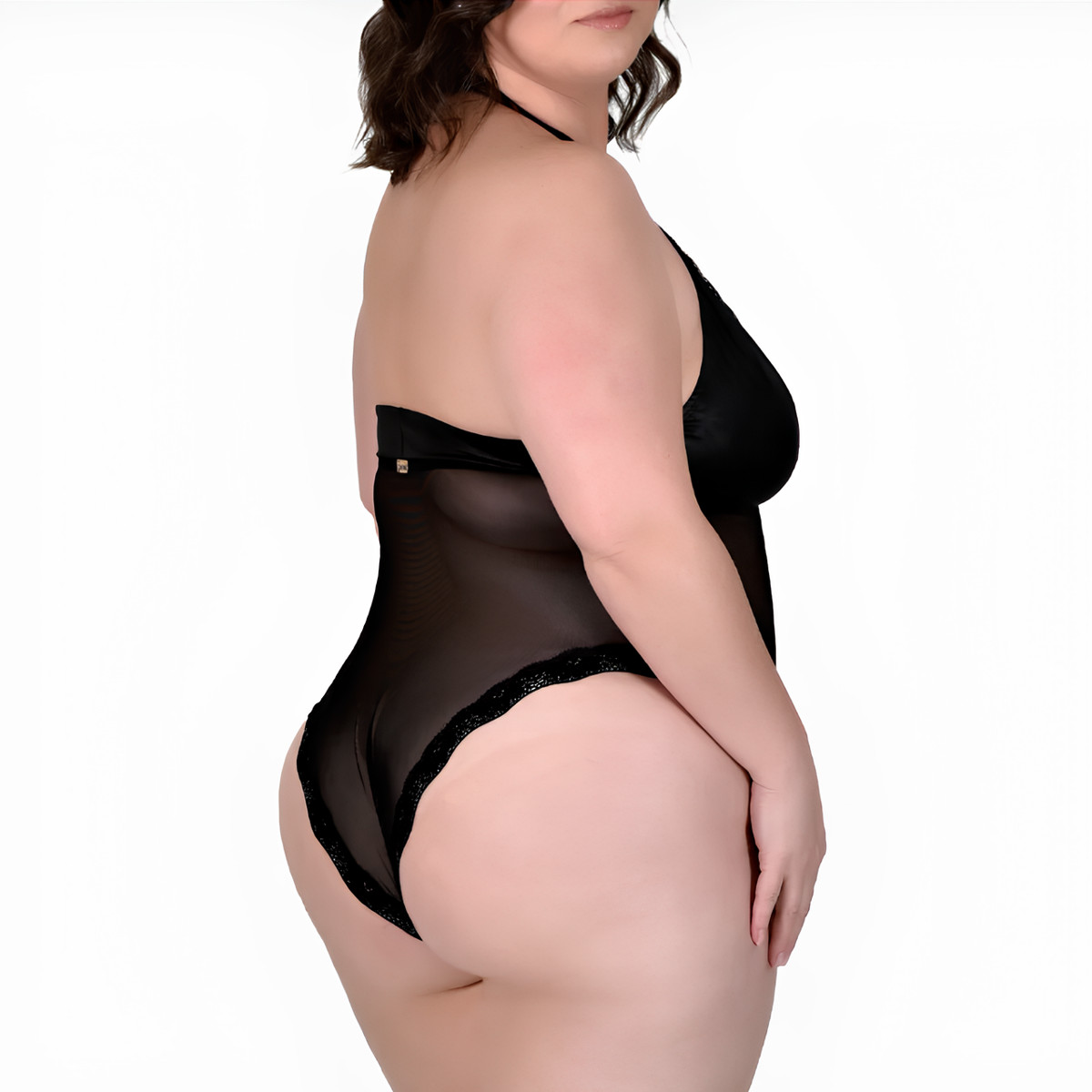 Body em Lycra e Tule com Transparência - Sensualle | Tamanho Plus Size - 4