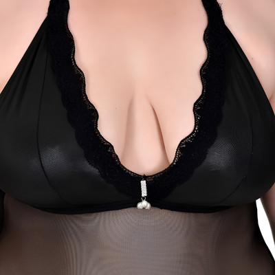 Foto 3 do produto Body em Lycra e Tule com Transparência - Sensualle | Tamanho Plus Size