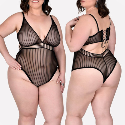 Sensualle - Body Plus Size em Tule com Transparência | Tamanho Único