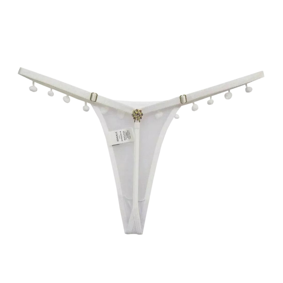 Calcinha Fio Dental Singela com Detalhe de Joia - Sensualle | Tamanho Único | Disponível em 3 Cores - 4