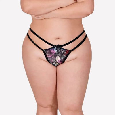 Foto 3 do produto Sensualle - Calcinha Fio Dental em Tule e Strappy Plus Size | Tamanho Único