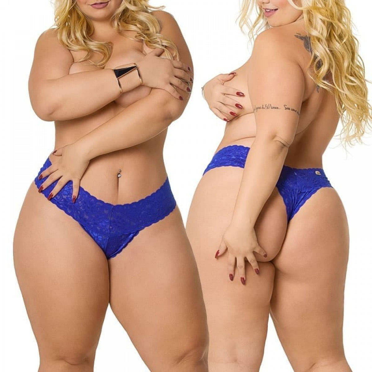 Calcinha Tanga Plus Size em Renda - Sensualle | Disponível em 11 Cores e 3 Tamanhos Plus Size - 4