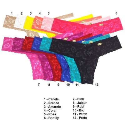 Calcinha Tanga Plus Size em Renda - Sensualle | Disponível em 11 Cores e 3 Tamanhos Plus Size