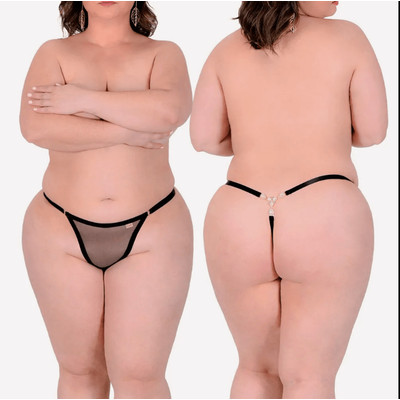 Sensualle - Calcinha Plus Size Fio com Transparência | Disponível em 3 Cores | Tamanho Único