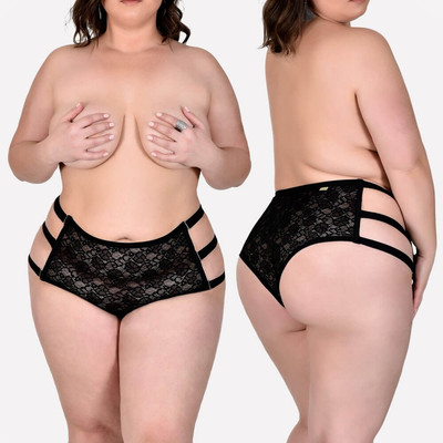 Foto 1 do produto Sensualle - Calcinha em Renda com Strappy Plus Size | Disponível em 2 Cores e 3 Tamanhos
