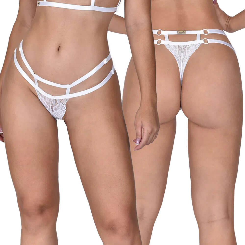 Sensualle - Calcinha Tanga Dupla em Tecido Rendado - Tamanho Único | Disponível em 2 Cores - 2