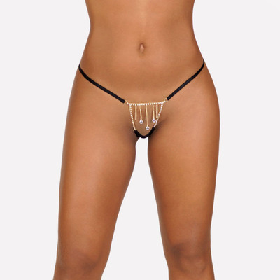 Foto 1 do produto Calcinha Fio Dental Translúcida com Detalhe de Bijuteria com Strass - Sensualle | Tamanho Único