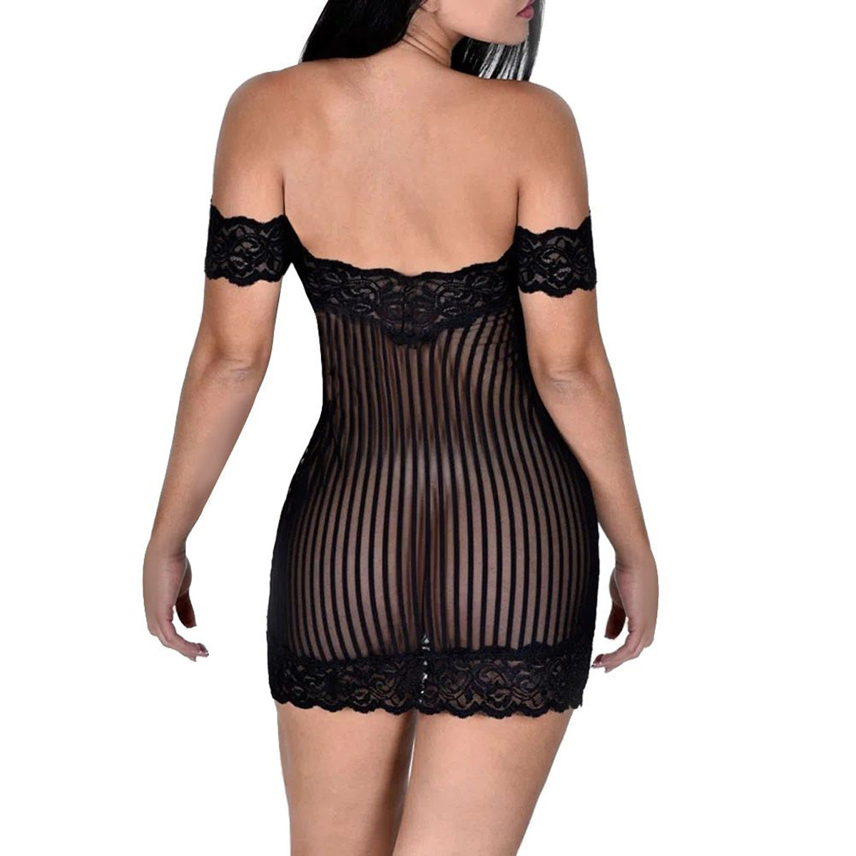 Camisola Esbelta em Tule Transparente com Detalhes em Renda - Sensualle | Disponível em 3 Tamanhos - 3