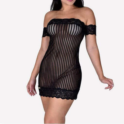 Foto 2 do produto Camisola Esbelta em Tule Transparente com Detalhes em Renda - Sensualle | Disponível em 3 Tamanhos