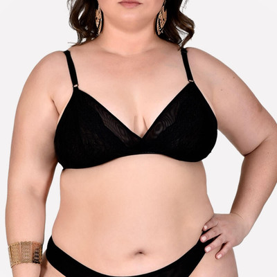 Sensualle - Sutiã sem Bojo Plus Size em Tule e Renda | Tamanho Único