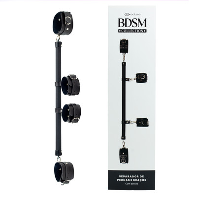 Separador de Pernas e Braços em Couro Montana com Bastão - Exclusiva Sexshop Linha Sado