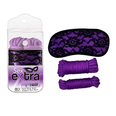 Foto 1 do produto Kit Sadomasoquismo com 2 Cordas em Algodão e uma Venda - Sex Extra