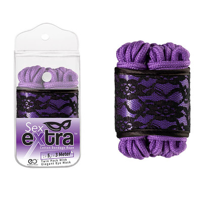 Foto 2 do produto Kit Sadomasoquismo com 2 Cordas em Algodão e uma Venda - Sex Extra