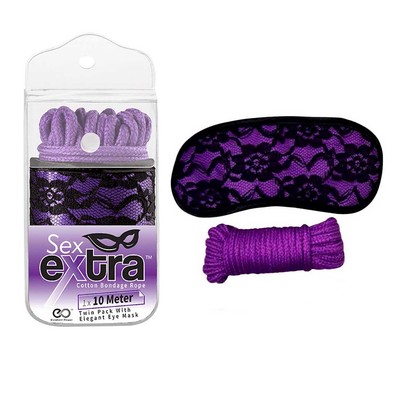 Foto 4 do produto Kit Sadomasoquismo com Corda em Algodão e uma Venda - Sex Extra | Disponível em 2 Cores