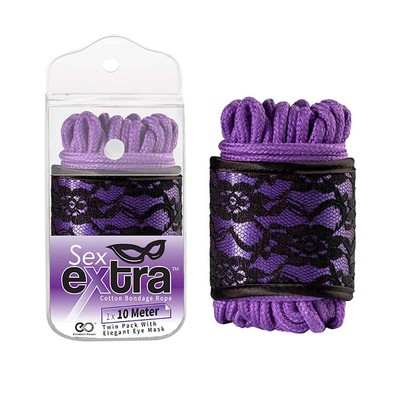Foto 3 do produto Kit Sadomasoquismo com Corda em Algodão e uma Venda - Sex Extra | Disponível em 2 Cores
