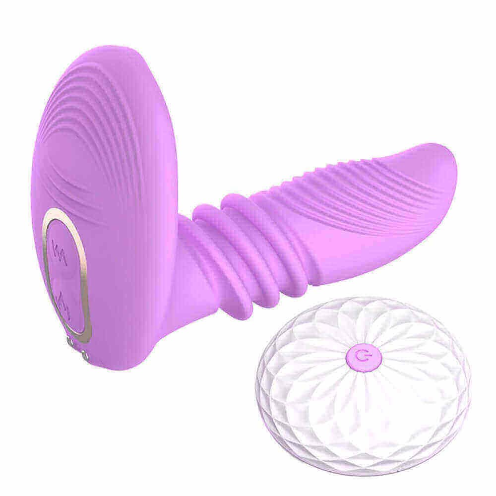 Vibrador Estimulador de Clítoris e Ponto G Recarregável, 7 Modos de Vibração e Movimento de Vai e Vem, Auto Aquecimento e Controle Remoto - Sex Massager Kimi Dibe - 16 x 3,5 cm | Disponível em 2 Cores - 2