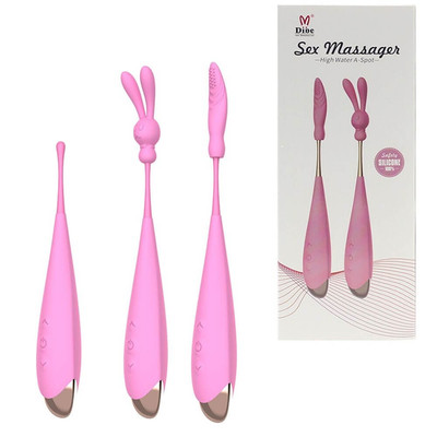 Foto 1 do produto Vibrador Estimulador de Clítoris Recarregável em Silicone com 7 Modos de Vibrações, Controle de Intensidade e 2 Pontas Diferentes - Dibe Sex Massager - 18 x 3,3 cm
