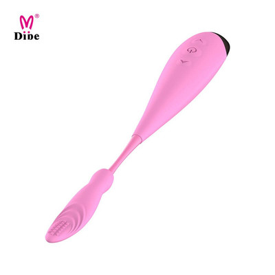 Foto 2 do produto Vibrador Estimulador de Clítoris Recarregável em Silicone com 7 Modos de Vibrações, Controle de Intensidade e 2 Pontas Diferentes - Dibe Sex Massager - 18 x 3,3 cm