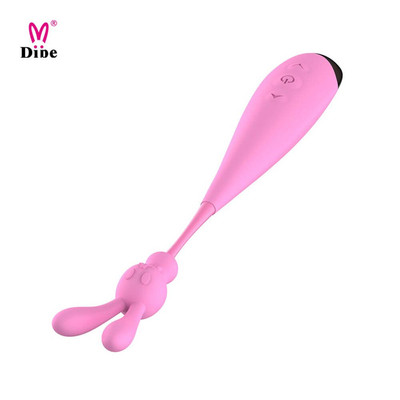 Foto 3 do produto Vibrador Estimulador de Clítoris Recarregável em Silicone com 7 Modos de Vibrações, Controle de Intensidade e 2 Pontas Diferentes - Dibe Sex Massager - 18 x 3,3 cm