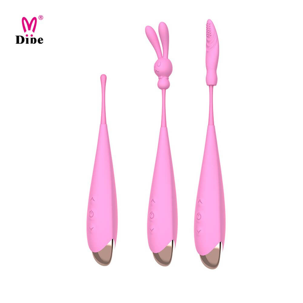 Vibrador Estimulador de Clítoris Recarregável em Silicone com 7 Modos de Vibrações, Controle de Intensidade e 2 Pontas Diferentes - Dibe Sex Massager - 18 x 3,3 cm - 4
