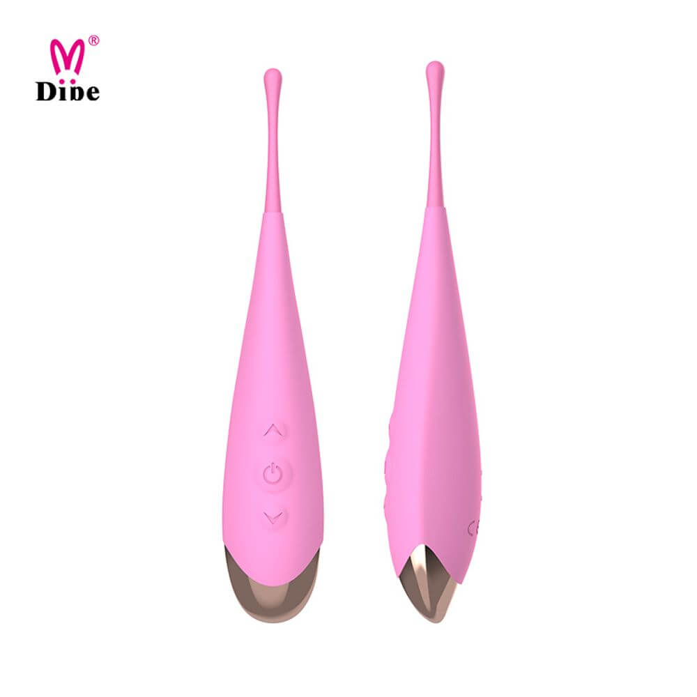 Vibrador Estimulador de Clítoris Recarregável em Silicone com 7 Modos de Vibrações, Controle de Intensidade e 2 Pontas Diferentes - Dibe Sex Massager - 18 x 3,3 cm - 6