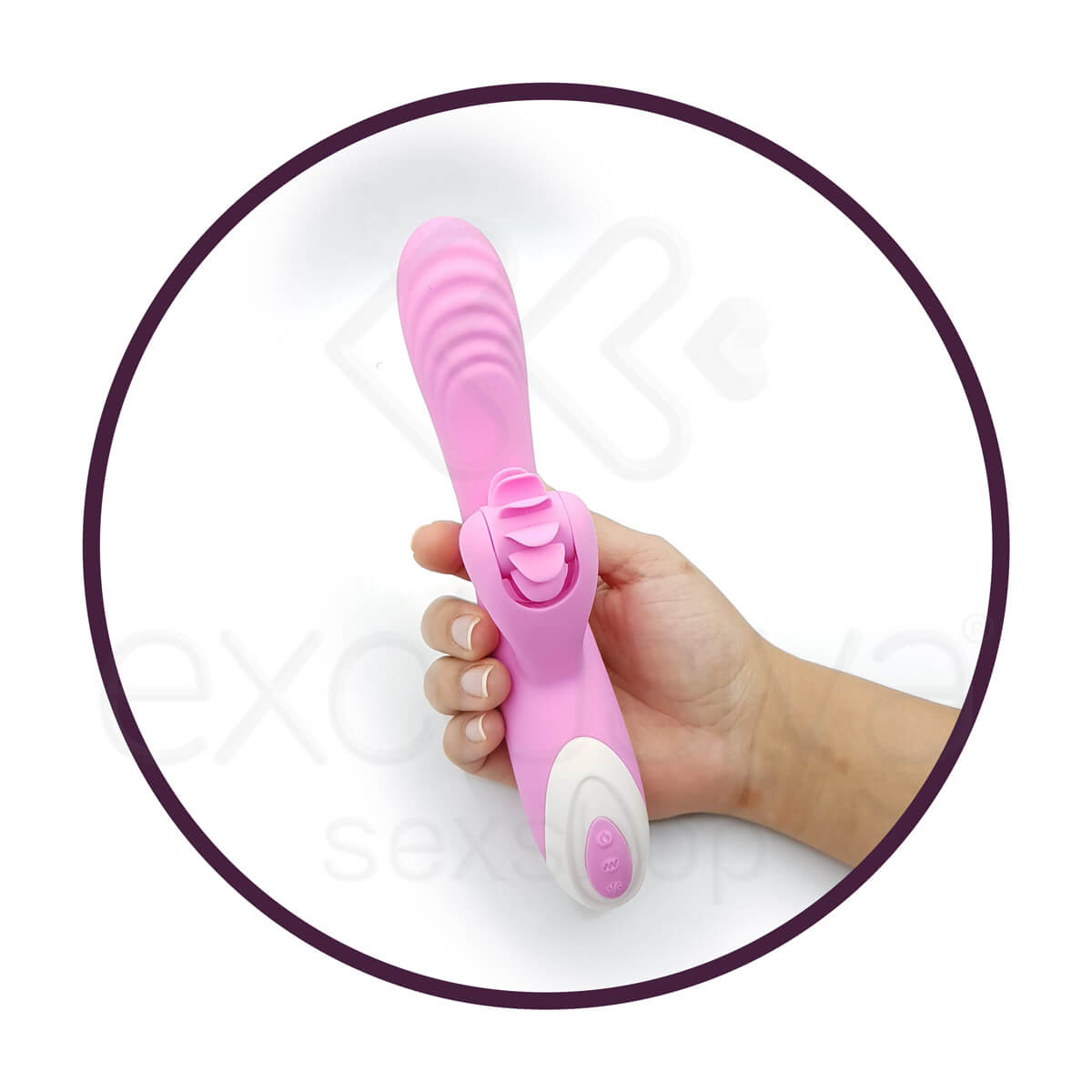 Sex Massager - Vibrador Recarregável Estimulador de Ponto G e de Clítoris com Vértebra, 7 Modos de Vibrações e de Rotações e Função de Auto Aquecimento - 21,3 x 3,5 cm - 4