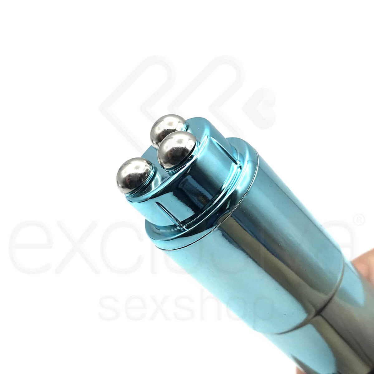 Sex Pointer - Vibrador Estimulador de Clítoris com 3 Esferas em Metal e 10 Modos de Vibração - 12,8 x 2,6 cm | Cor: Azul - 3