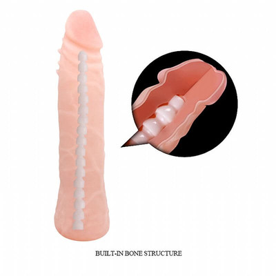 Foto 4 do produto Sextoy - Prótese em Formato de Pênis em Cyberskin com Vértebra e Texturas - 15,3 x 3,1 cm