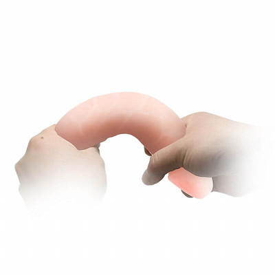 Sextoy - Prótese em Formato de Pênis em Cyberskin com Vértebra e Texturas - 15,3 x 3,1 cm