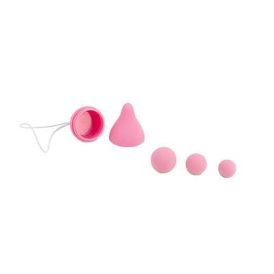 Foto 3 do produto Kit de Pompoarismo com Cone com Alça de Segurança e 3 Bolas com Pesos - Sexual Exercíse