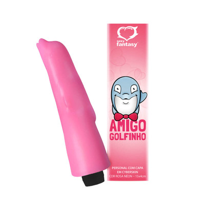 Vibrador Personal com Capa em Cyberskin e Vibração Multivelocidade - Sexy Fantasy Amigo Golfinho - 11 x 2,7 cm