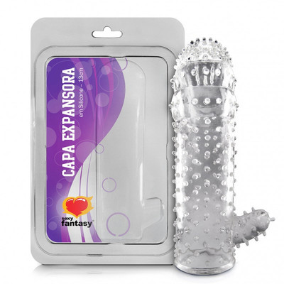 Sexy Fantasy - Capa Expansora em Silicone com Estimulador Clitoriano - 13 cm | Cor: Transparente