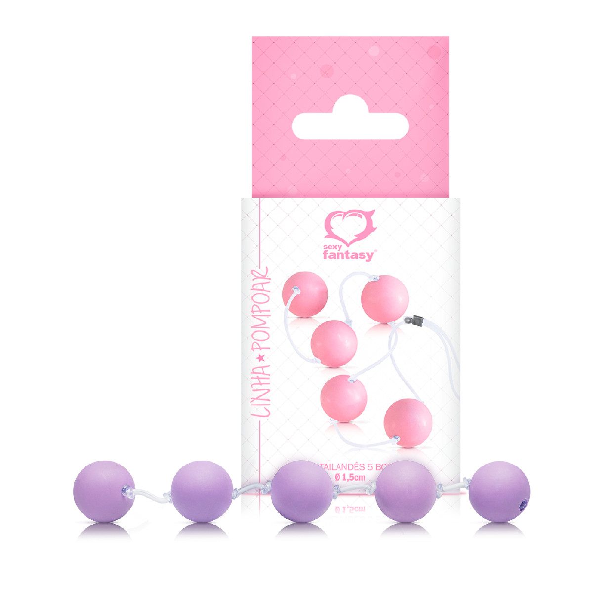 Colar Tailandês no Tamanho M com 5 Esferas e Cordão em Silicone - Love Balls Sexy Fantasy | Disponível em 3 Cores - 3