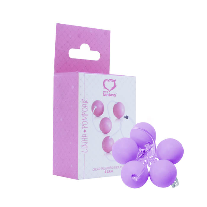 Colar Tailandês no Tamanho M com 5 Esferas e Cordão em Silicone - Love Balls Sexy Fantasy | Disponível em 3 Cores - 3