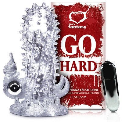 Foto 1 do produto Sexy Fantasy Go Hard - Capa Peniana em Silicone com Saliências Estimuladoras e Vibrador Bullet - 13 x 3 cm