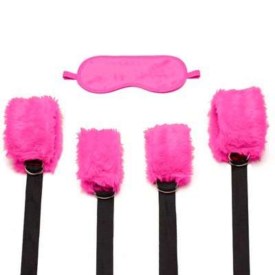 Kit Bondage com Amarras e Venda de Pelúcia - Sexy Fantasy | Cor: Rosa