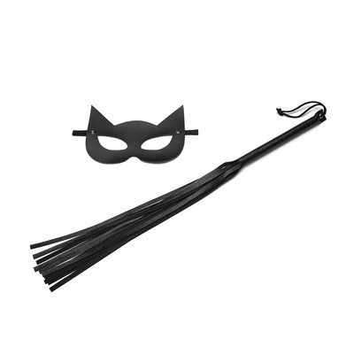 Kit Mulher Gato com Chicote e Máscara em Couro Sintético - Sexy Fantasy | 2 Itens