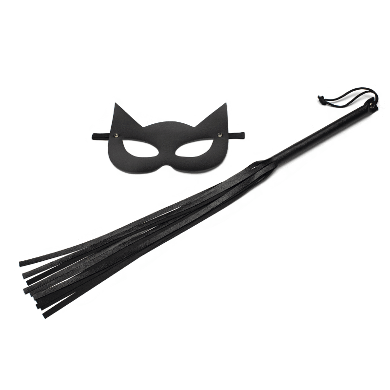 Sexy Fantasy - Kit Mulher Gato em Couro Sintético, Composto por um Chicote 35 cm e Máscara da Mulher Gato - 1