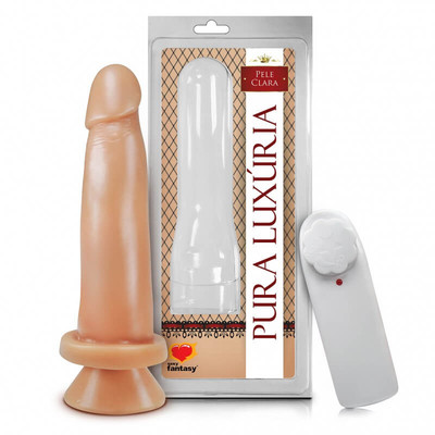 Foto 1 do produto Sexy Fantasy Pura Luxúria - Prótese Peniana em PVC com Vibração Multivelocidade e Ventosa - 13,5 x 3,5 cm