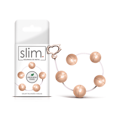 Foto 1 do produto Colar Tailandês com 5 Esferas em Metal e Cordão de Nylon, Livre de Metais Pesados - Sexy Fantasy Slim | 2,4 cm